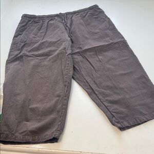 Basic Editions Large Brown Elastic Waist Pull On Capri Tie Waist Pants